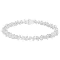 Bracelet en or blanc 14 carats avec diamants naturels de 9,51 carats SI/H de formes multiples