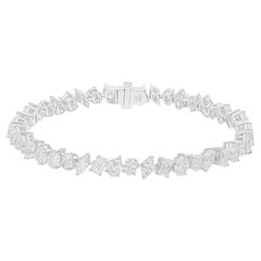 Natürliches 9,51 Karat SI/H Diamantarmband aus 18 Karat Weißgold mit mehreren Formen