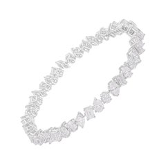 Natural 9.51 Carat SI/H Multi Shape Diamond Tennis Bracelet 14 Karat White Gold