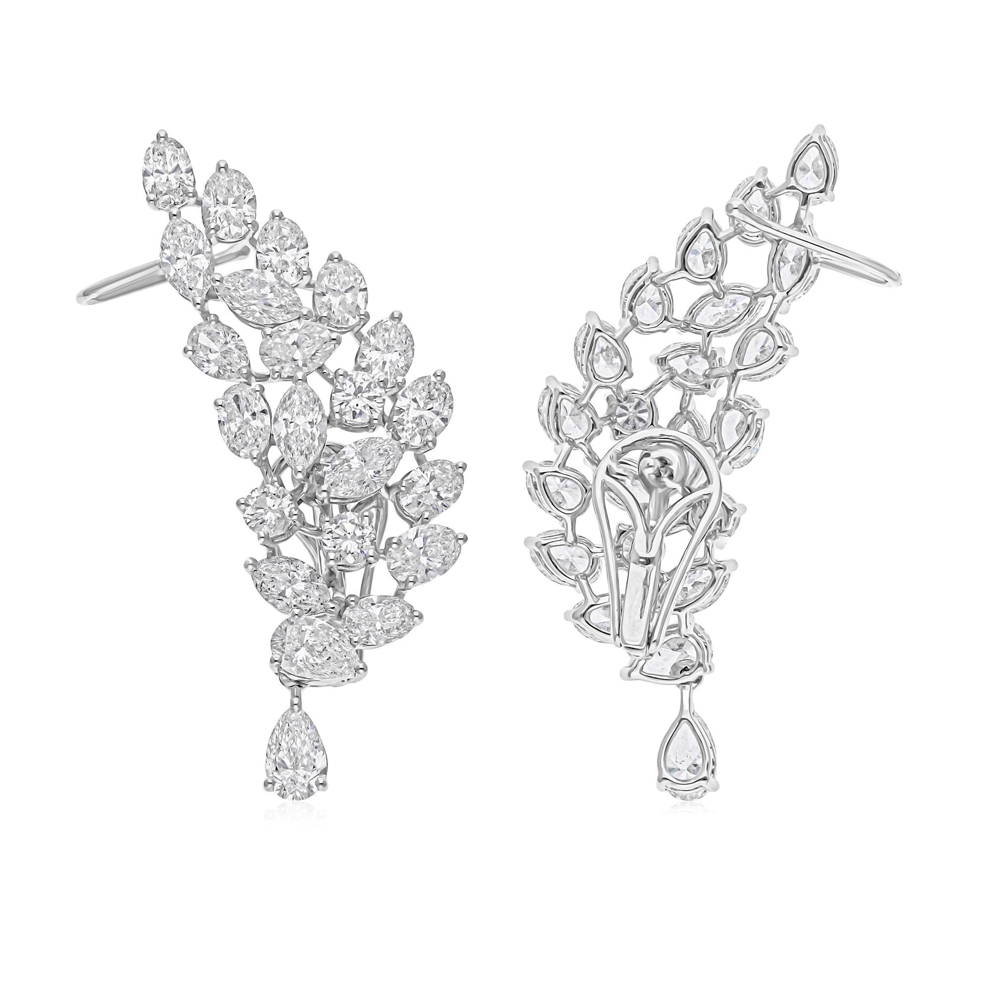 Orecchini a perno con diamante naturale da 9,52 carati SI/HI Orecchini a perno di dichiarazione in oro bianco 14k in vendita 1