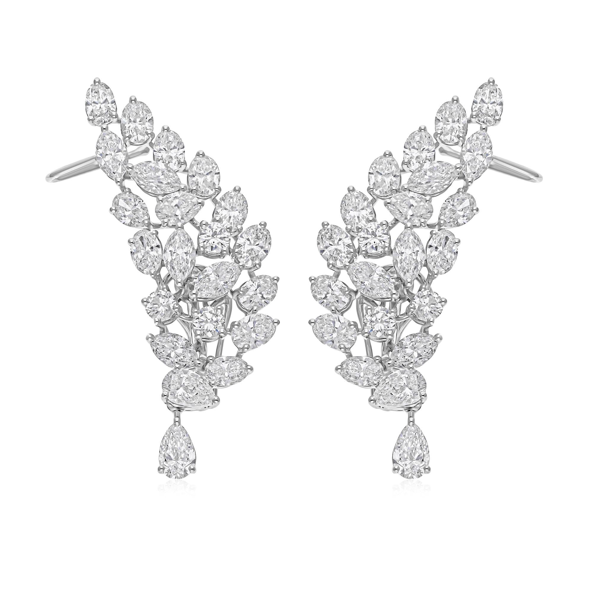 Donna Orecchini a perno con diamante naturale da 9,52 carati SI/HI Orecchini a perno con chiusura a orecchio in oro bianco 18 carati in vendita