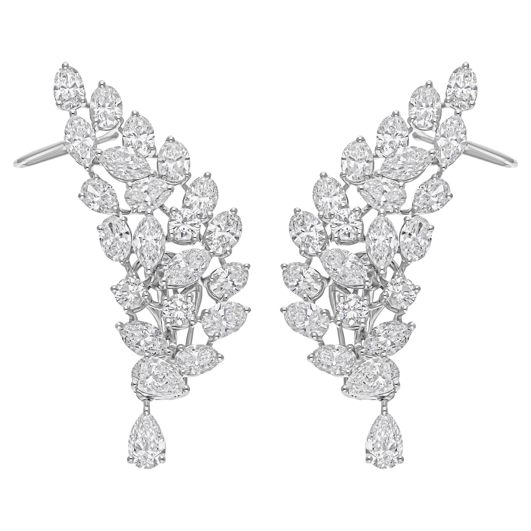 Orecchini a perno con diamante naturale da 9,52 carati SI/HI Orecchini a perno con chiusura a orecchio in oro bianco 18 carati