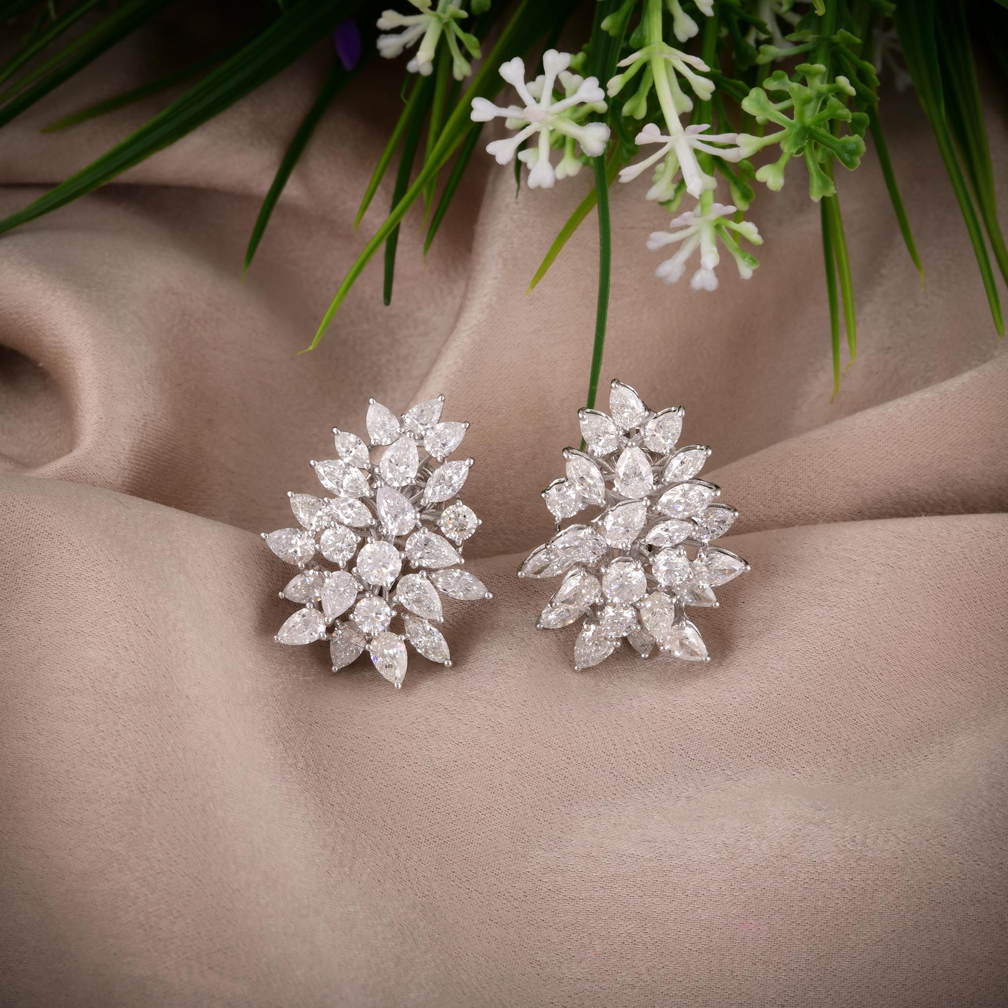 Modern Natural 9.58 Carat Marquise & Pear Shape Diamond Earrings 14 Karat White Gold For Sale