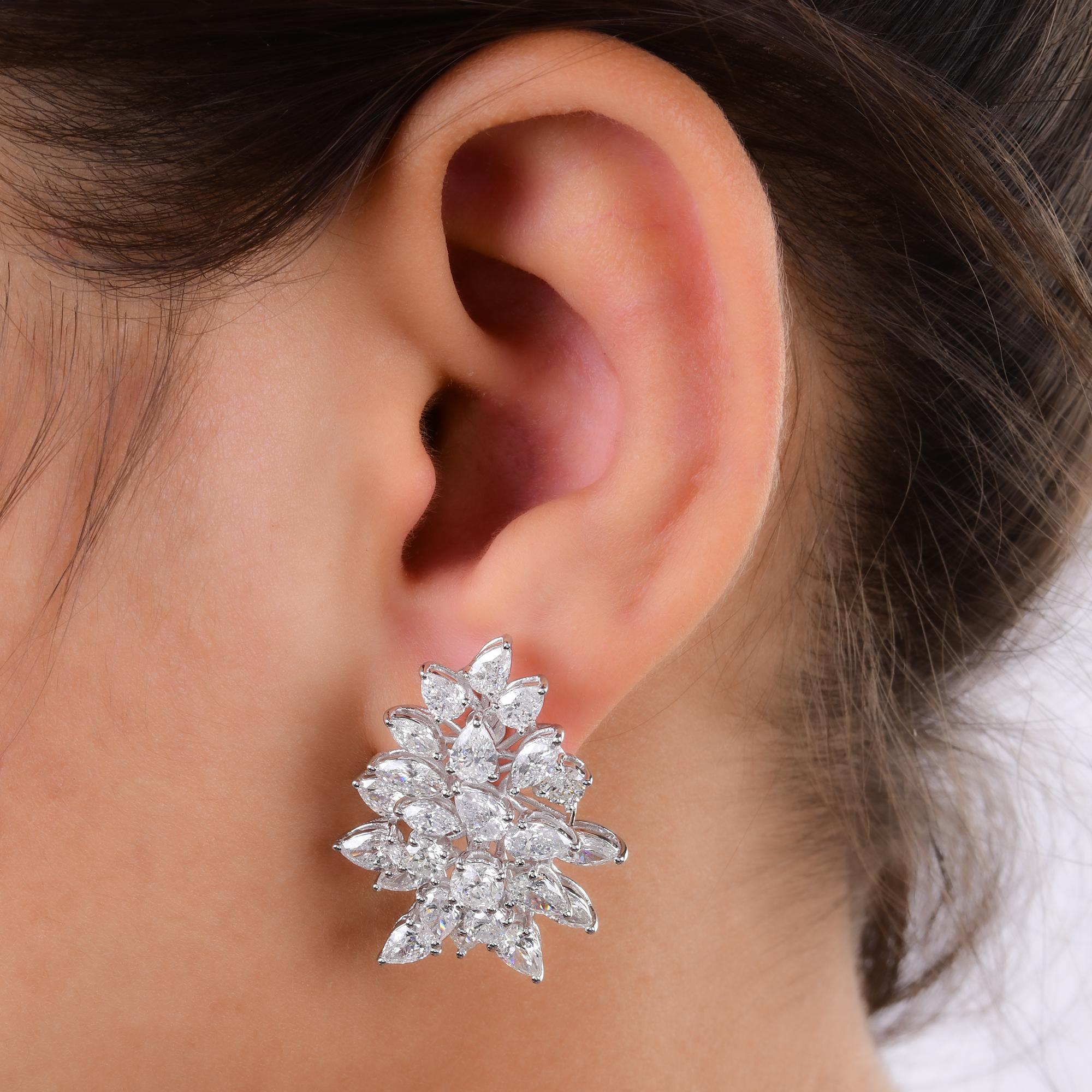Pear Cut Natural 9.58 Carat Marquise & Pear Shape Diamond Earrings 14 Karat White Gold For Sale