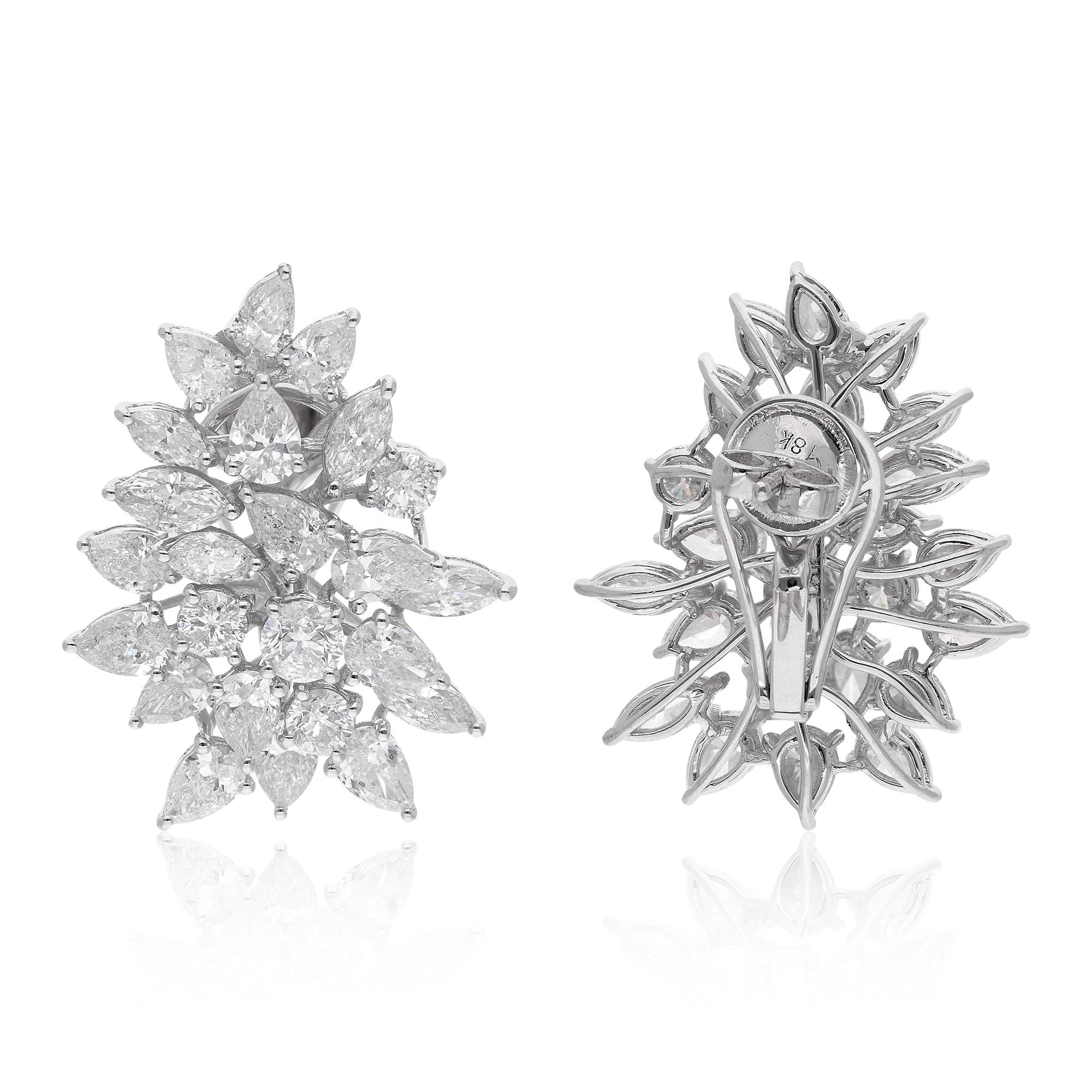 Embrace the epitome of elegance and sophistication with these Natural 9.58 Carat Marquise & Pear Shape Diamond Earrings, meticulously crafted in 18 karat white gold. Each earring boasts a stunning combination of marquise and pear-shaped diamonds,