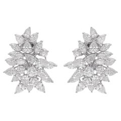 Natural 9.58 Carat Marquise & Pear Shape Diamond Earrings 18 Karat White Gold
