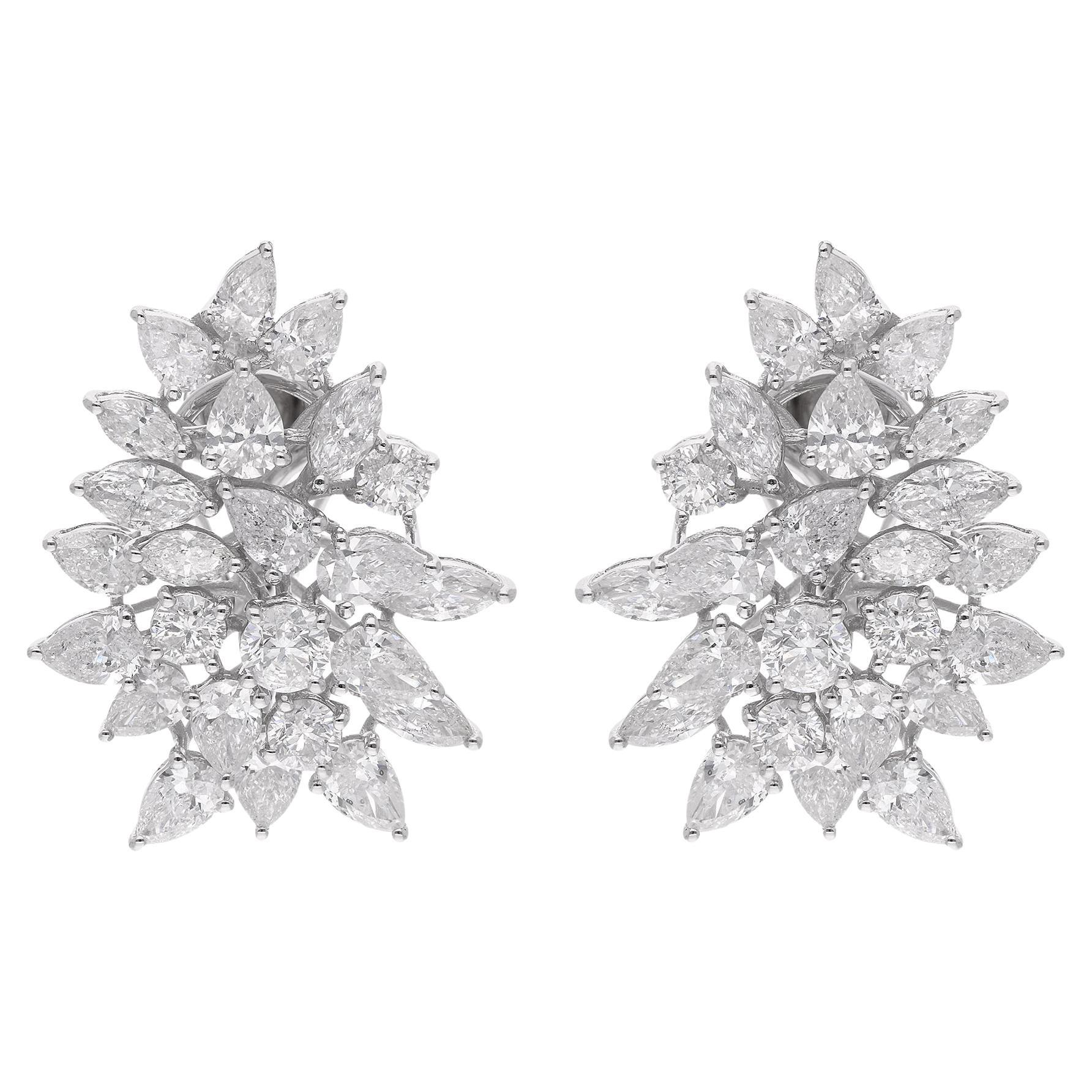 Natural 9.58 Carat Marquise
Pear Shape Diamond Earrings 18 Karat White Gold