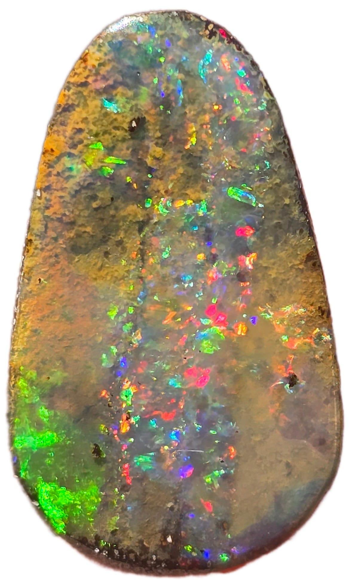 Natural 9.59 Ct rainbow Australian boulder opal mined by Sue Cooper For Sale
