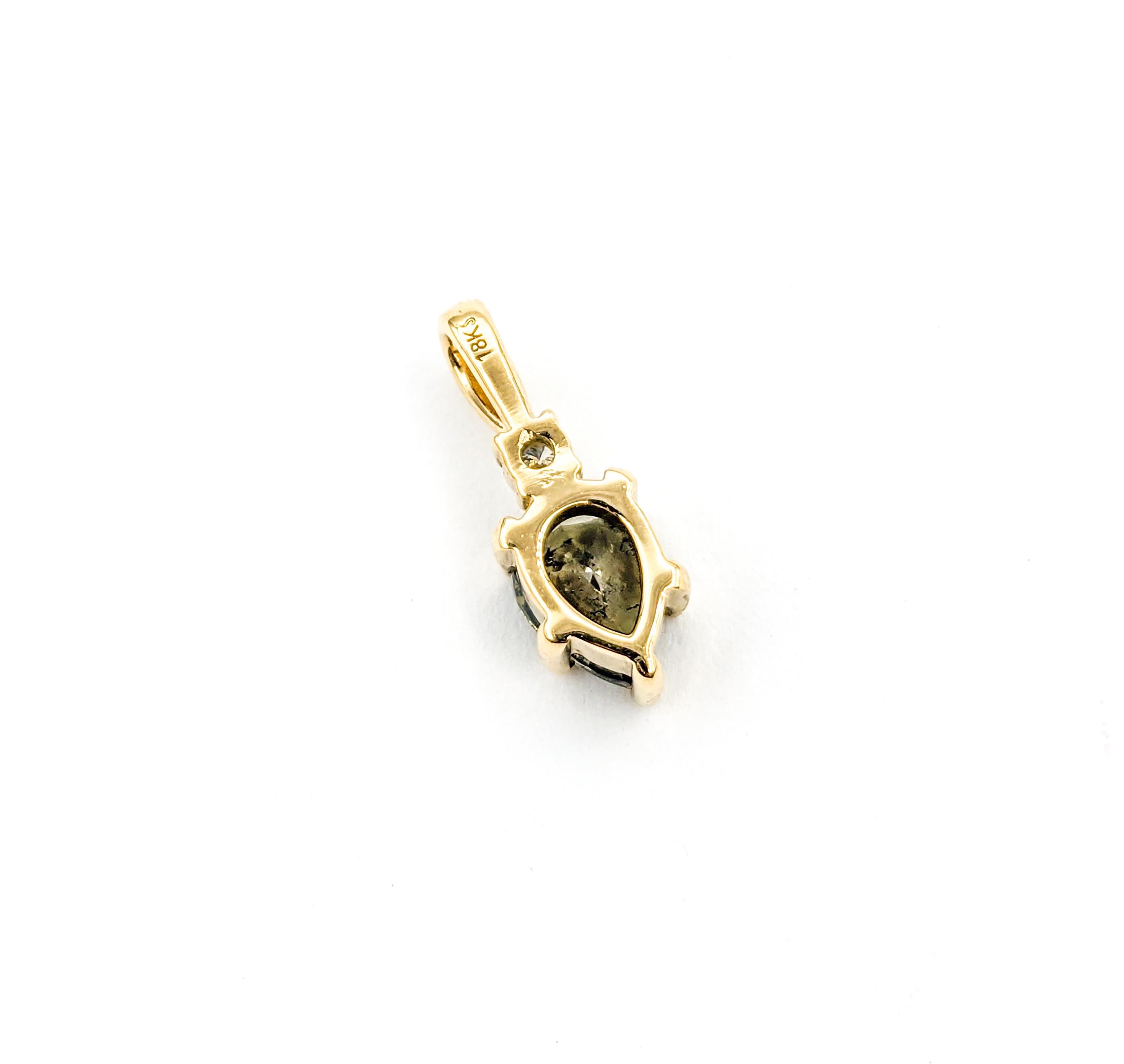 Natural .95ct Alexandrite & Diamond Pendant Yellow Gold In New Condition For Sale In Bloomington, MN