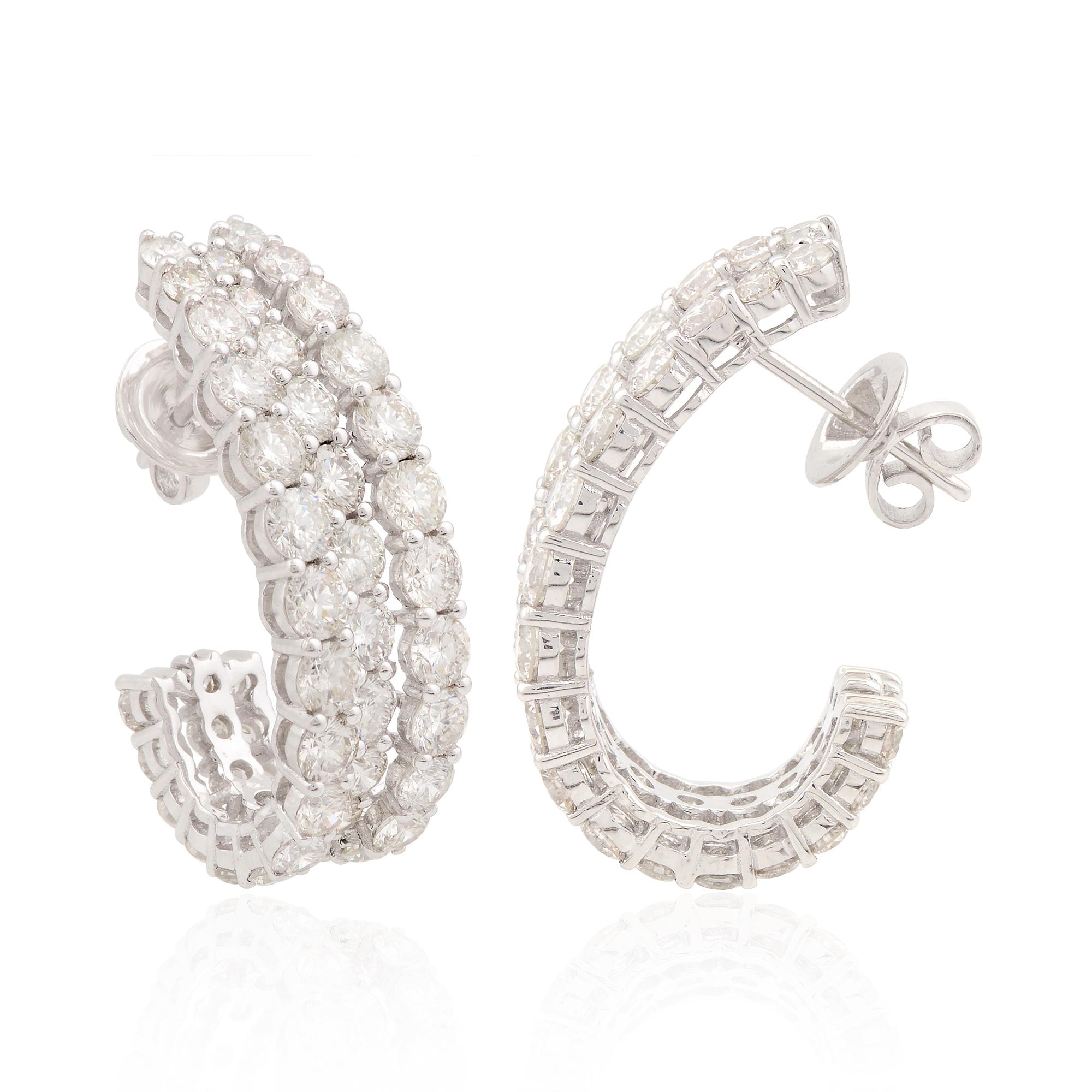 Moderno Orecchini a cerchio largo con diamante naturale da 9,6 carati in oro bianco 14 carati Gioielli di pregio in vendita