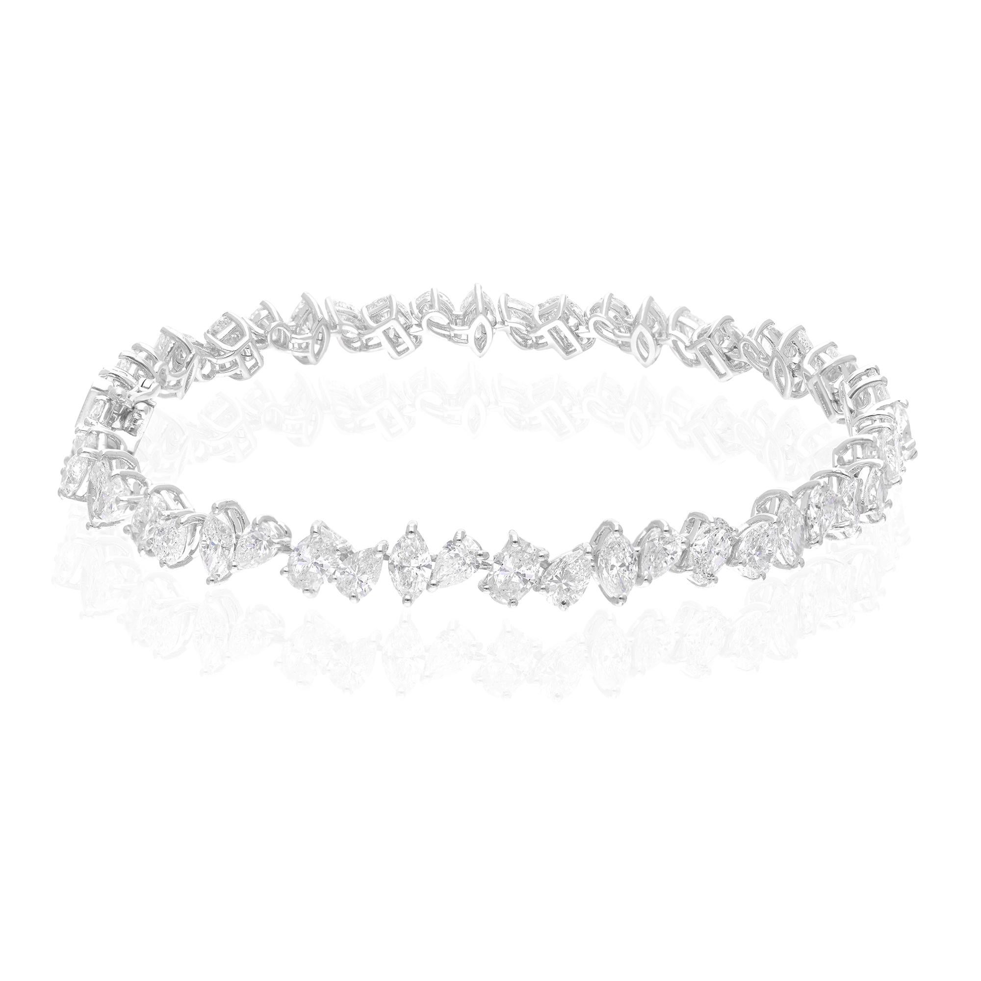 Natural 9.67 Carat Multi Diamond Bracelet 18 Karat White Gold Handmade Jewelry In New Condition For Sale In Diera, Dubai