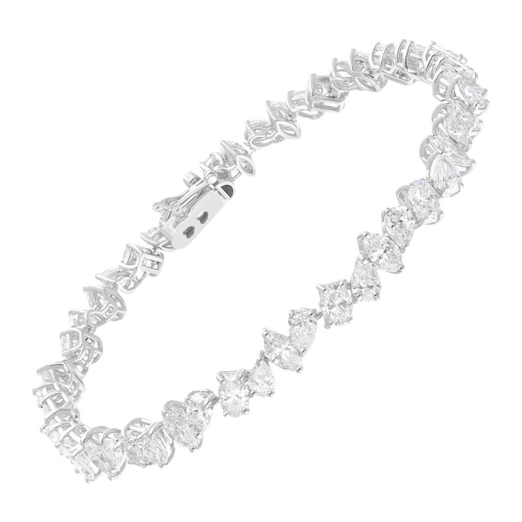 Pulsera de varios diamantes naturales de 9,67 quilates de oro blanco de 18 quilates Joyería hecha a mano