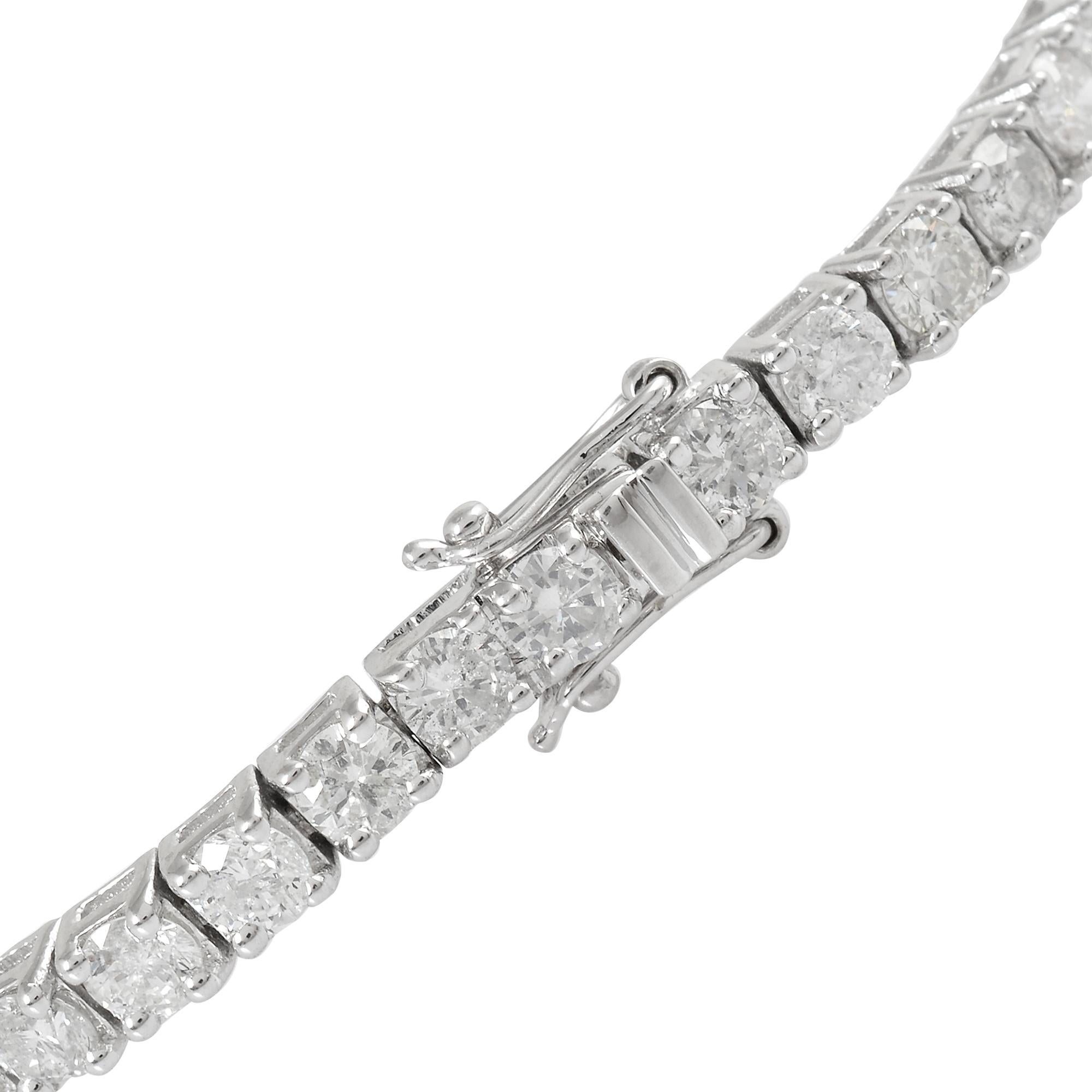 Modern Natural 9.7 Carat SI/HI Diamond Tennis Bracelet 14 Karat White Gold Fine Jewelry For Sale