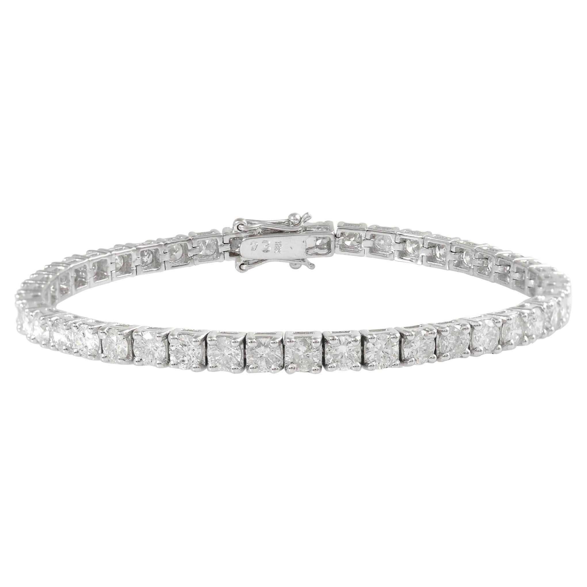 Bracelet tennis en or blanc 18 carats avec diamants naturels de 9,7 carats SI/HI