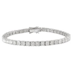 Natural 9.7 Carat SI/HI Diamond Tennis Bracelet 18 Karat White Gold Fine Jewelry