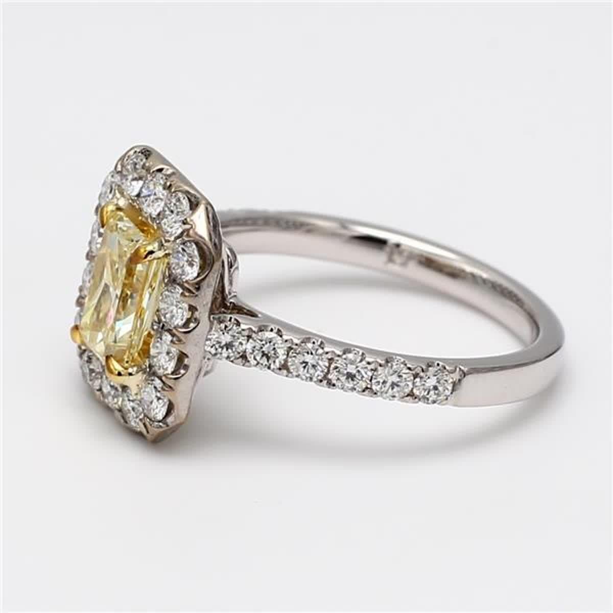 Contemporary Natural Yellow Radiant and White Diamond 1.52 Carat TW Gold Cocktail Ring For Sale