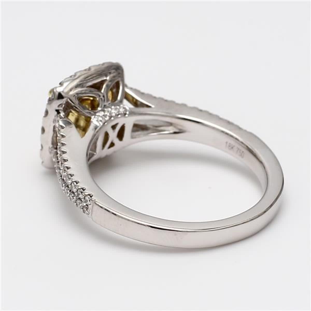 Contemporary Natural Yellow Radiant and White Diamond 1.56 Carat TW Gold Cocktail Ring