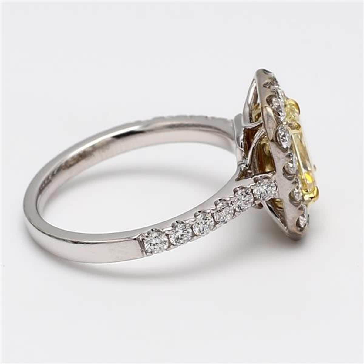 Women's Natural Yellow Radiant and White Diamond 1.52 Carat TW Gold Cocktail Ring For Sale