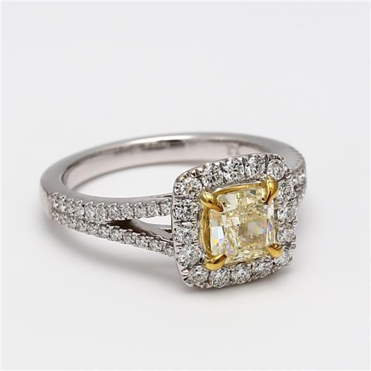 Women's Natural Yellow Radiant and White Diamond 1.56 Carat TW Gold Cocktail Ring