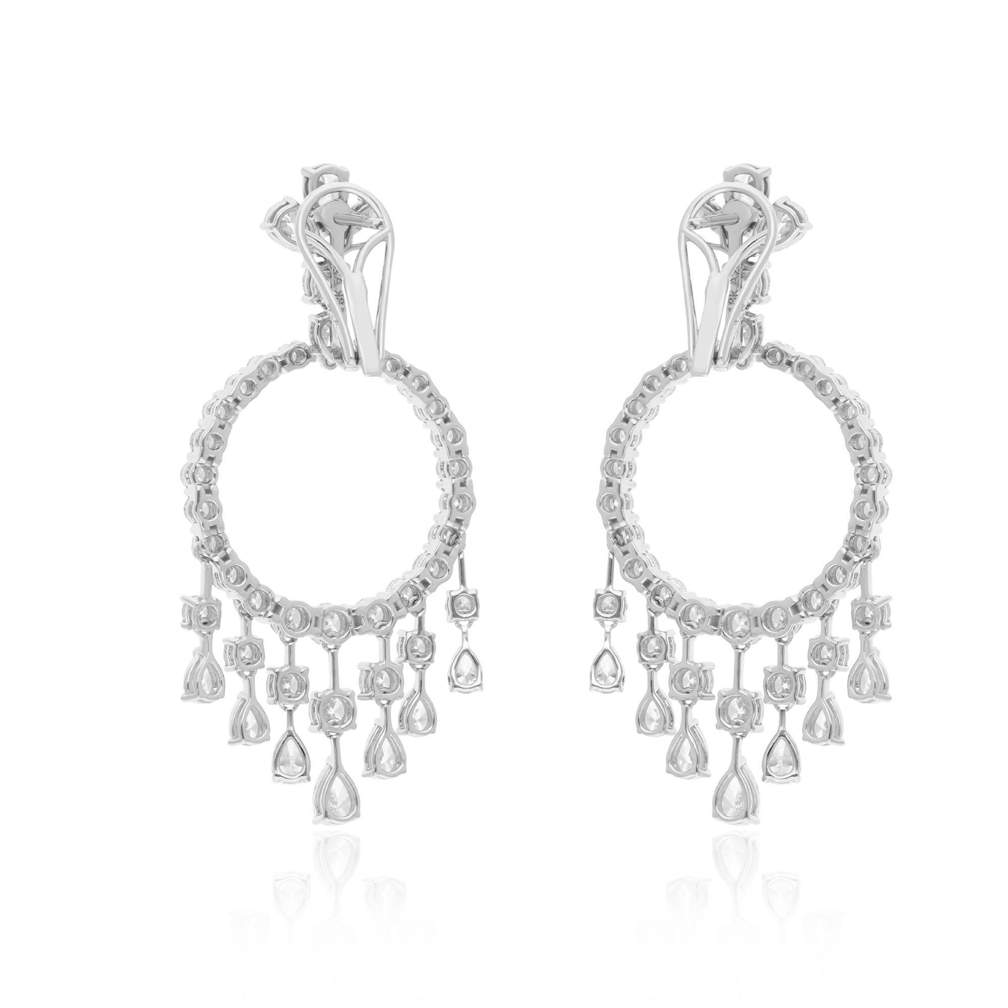 Women's Natural 9.75 Carat SI/HI Diamond Chandelier Earrings 18 Karat White Gold Jewelry For Sale