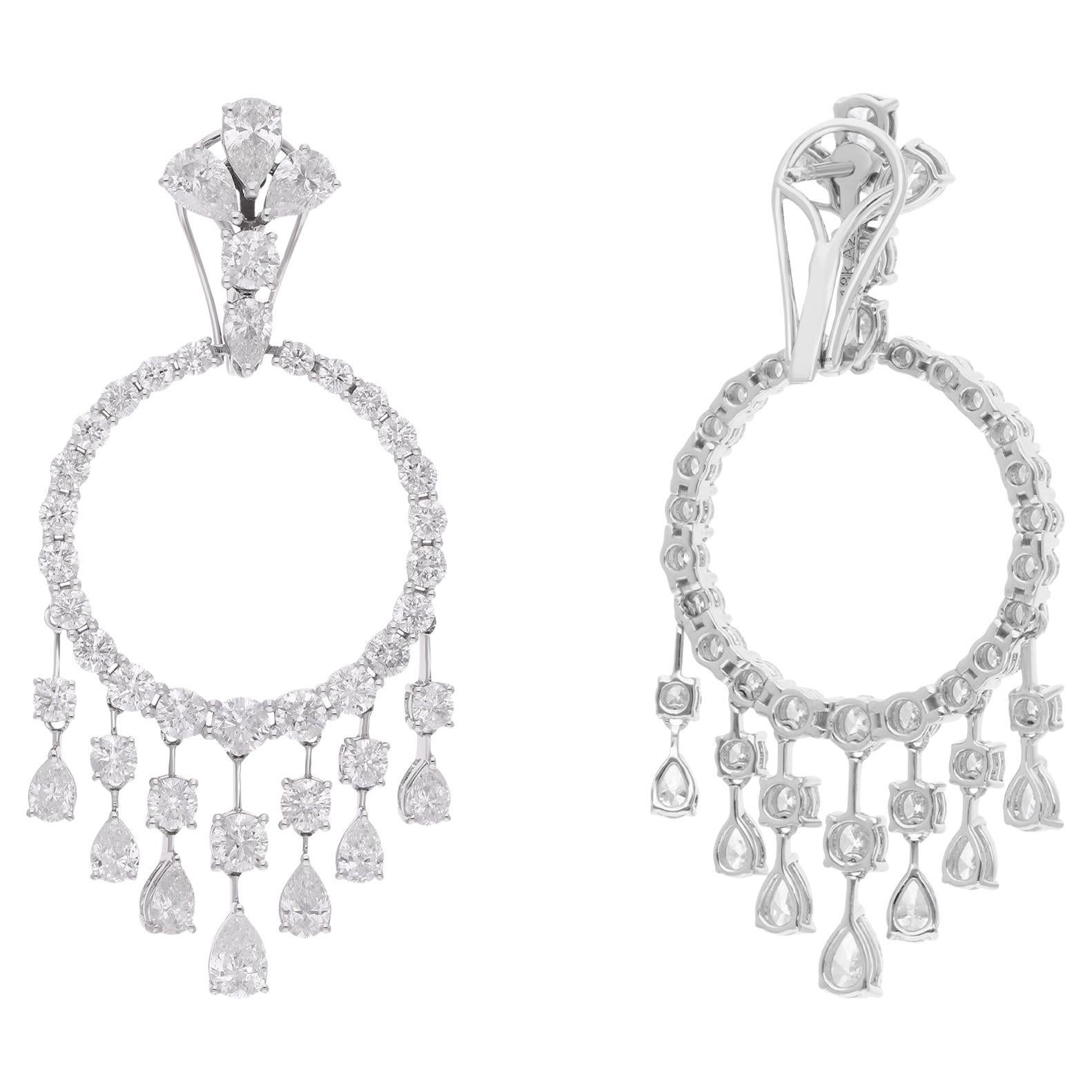 Natural 9.75 Carat SI/HI Diamond Chandelier Earrings 18 Karat White Gold Jewelry For Sale