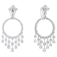 Natural 9.75 Carat SI/HI Diamond Chandelier Earrings 18 Karat White Gold Jewelry