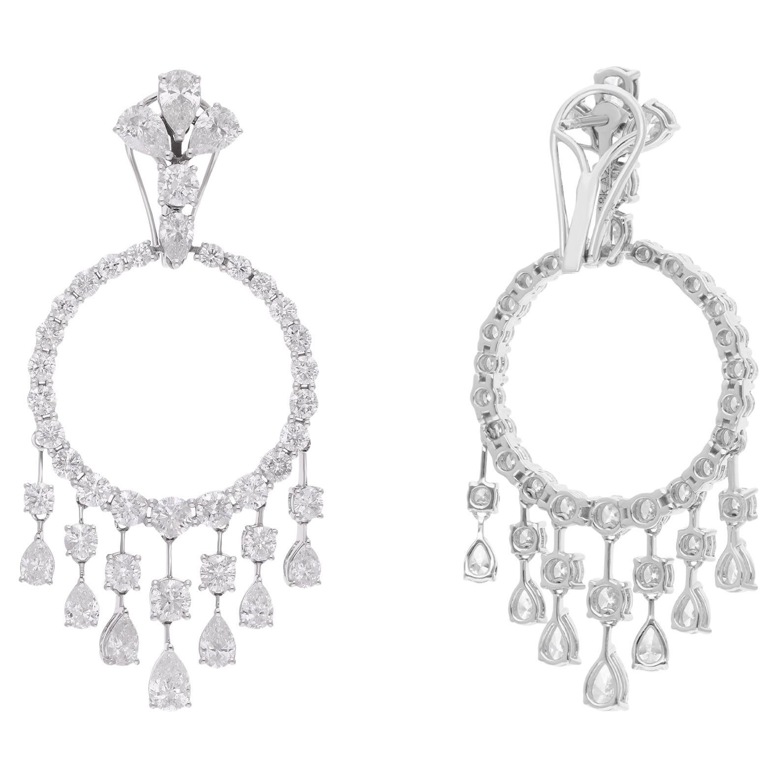 Natural 9.75 Carat SI/HI Diamond Chandelier Earrings 10 Karat White Gold Jewelry
