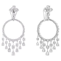 Natural 9.75 Carat SI/HI Diamond Chandelier Earrings 10 Karat White Gold Jewelry