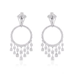 Orecchini a lampadario con diamanti naturali da 9,75 carati SI/HI in oro bianco 14 carati