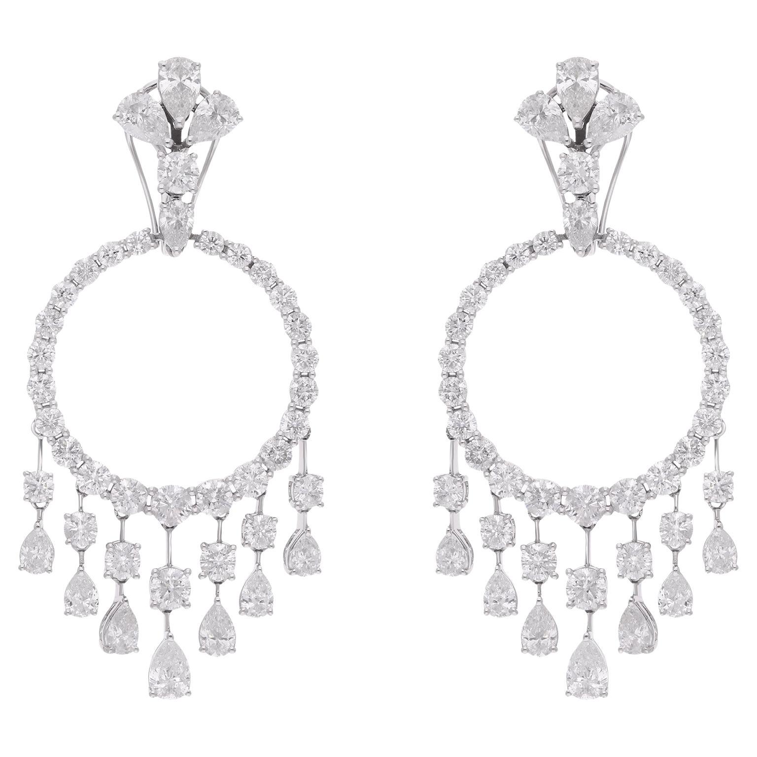 Natural 9.75 Carat SI/HI Diamond Chandelier Earrings 14 Karat White Gold Jewelry