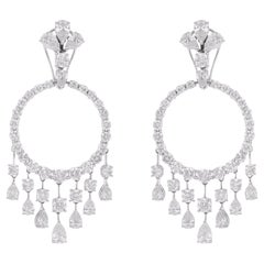 Natural 9.75 Carat SI/HI Diamond Chandelier Earrings 14 Karat White Gold Jewelry
