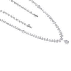 Natural 9.91 Carat SI Clarity HI Color Pear Diamond Necklace 14 Karat White Gold