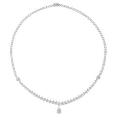 Collier diamant poire Nature 9.91 Carat SI Clarity HI Color 18 Karat White Gold