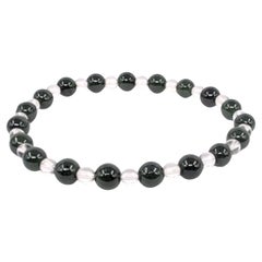 Natürliche A Grad transluzente Tinte grün Jadeit & Bergkristall Perlen Armband 6"