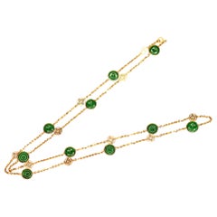 Natural A Jadeite Yellow Gold Chain Necklace