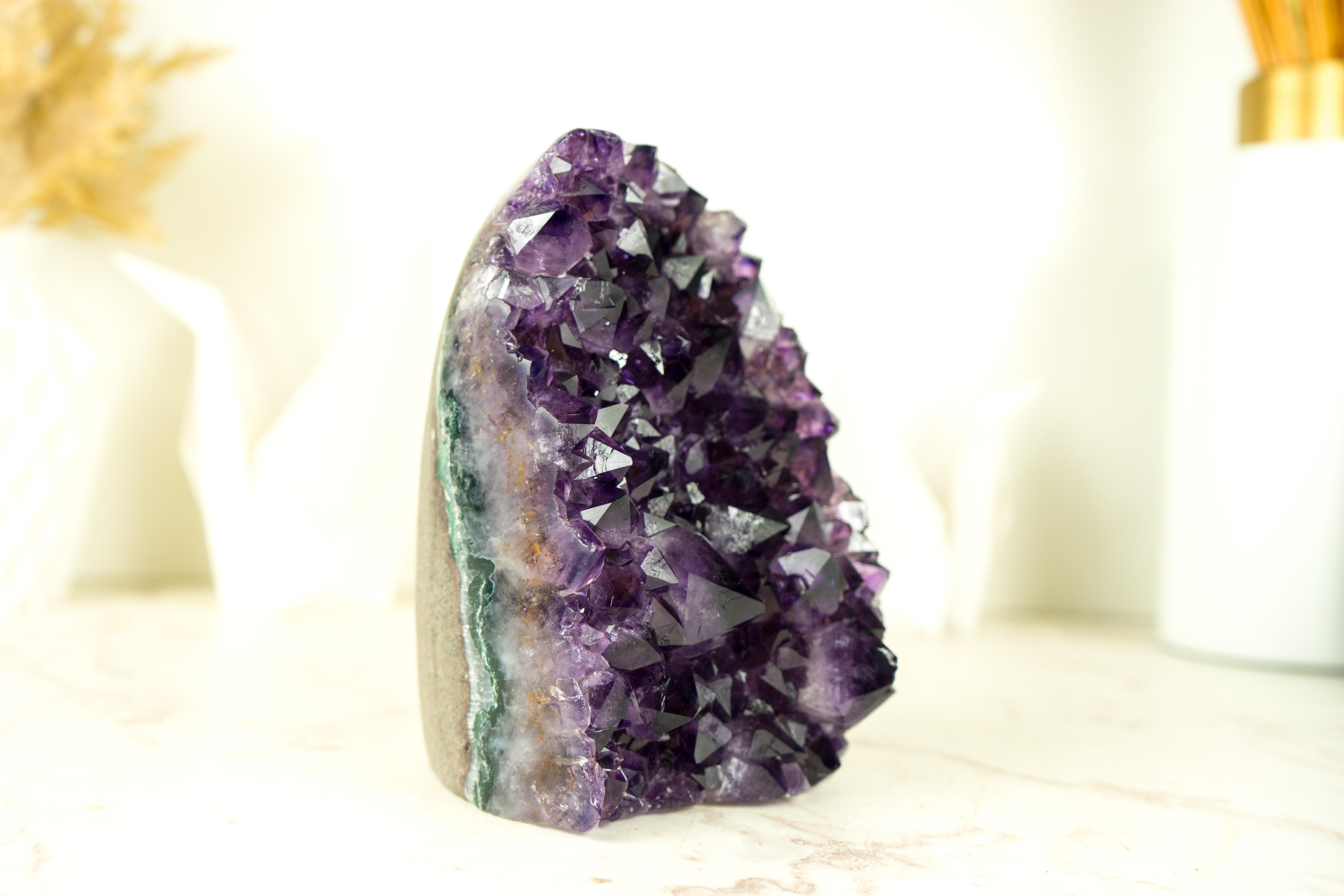 Contemporary Natural AAA Amethyst Cluster, with Sparkly, AAA Deep Purple Amethyst For Sale