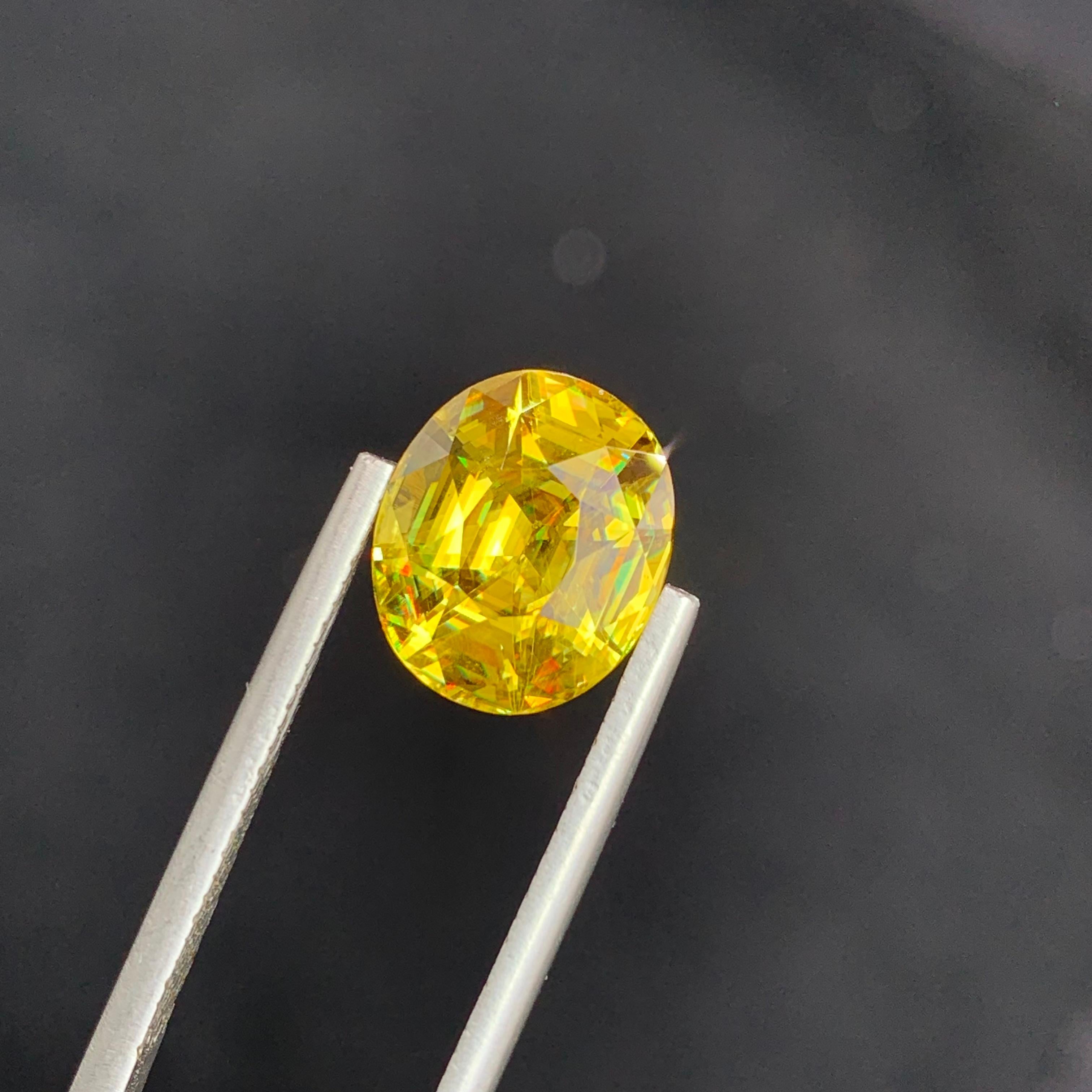 Arts and Crafts Natural AAA Top Quality Fire Sphene 4.90 Carat Titanite Oval Shape Gem For Ring  For Sale