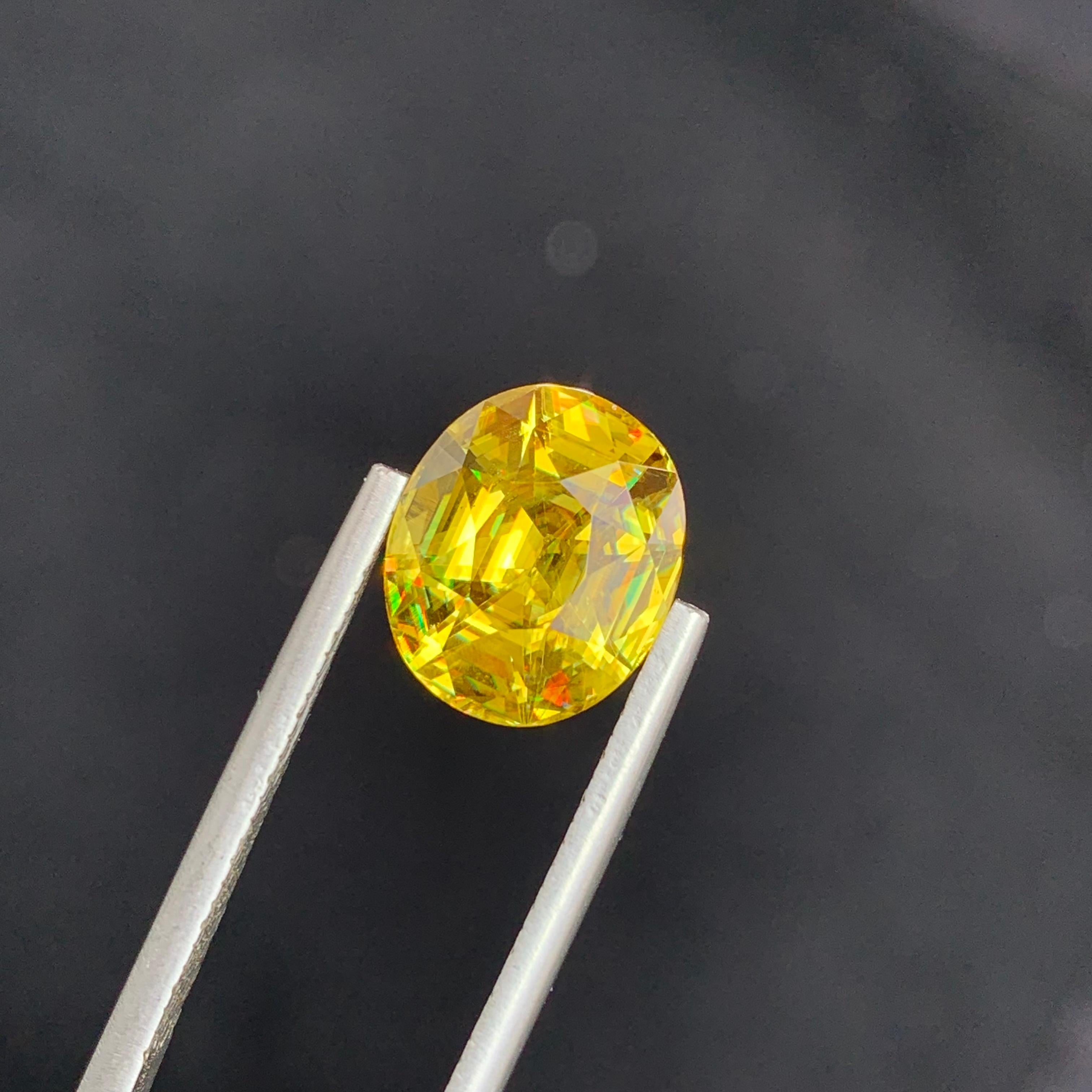 Oval Cut Natural AAA Top Quality Fire Sphene 4.90 Carat Titanite Oval Shape Gem For Ring  For Sale