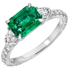 1.47 Carat No Oil Panjshir Emerald Cut Ring in Platinum by Merkaba Beverly Hills