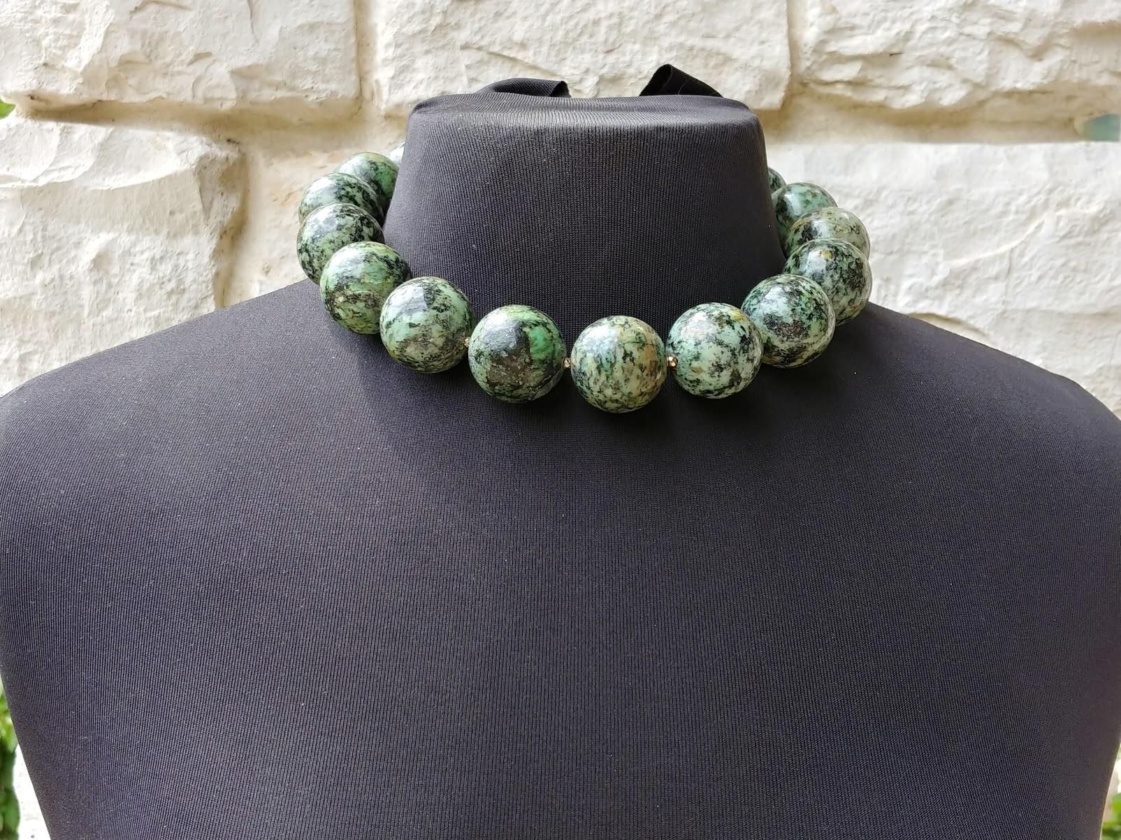 Natural African Turquoise Necklace, Huge Turquoise Round Beads 25mm 1