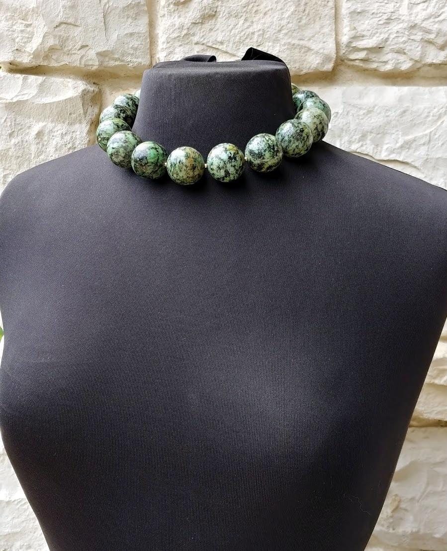 Natural African Turquoise Necklace, Huge Turquoise Round Beads 25mm 2