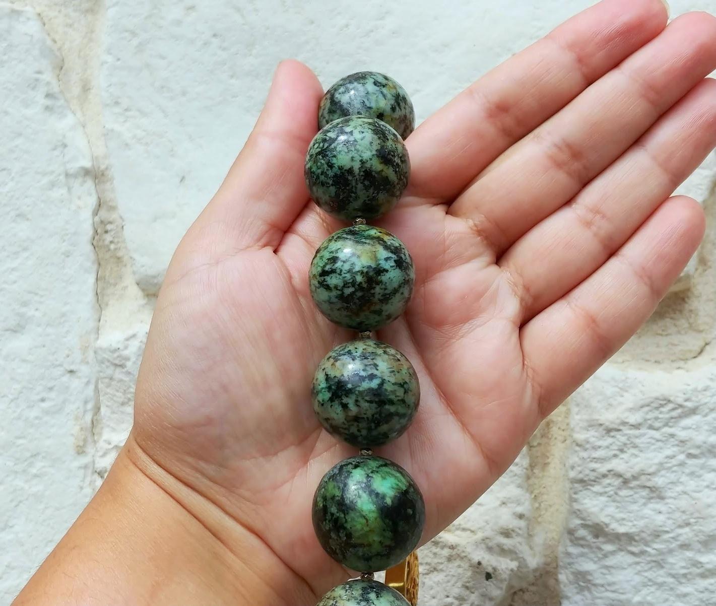 Natural African Turquoise Necklace, Huge Turquoise Round Beads 25mm 3