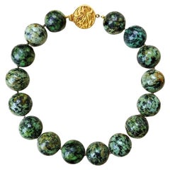 Collier de perles rondes et turquoises africaines naturelles de 25 mm