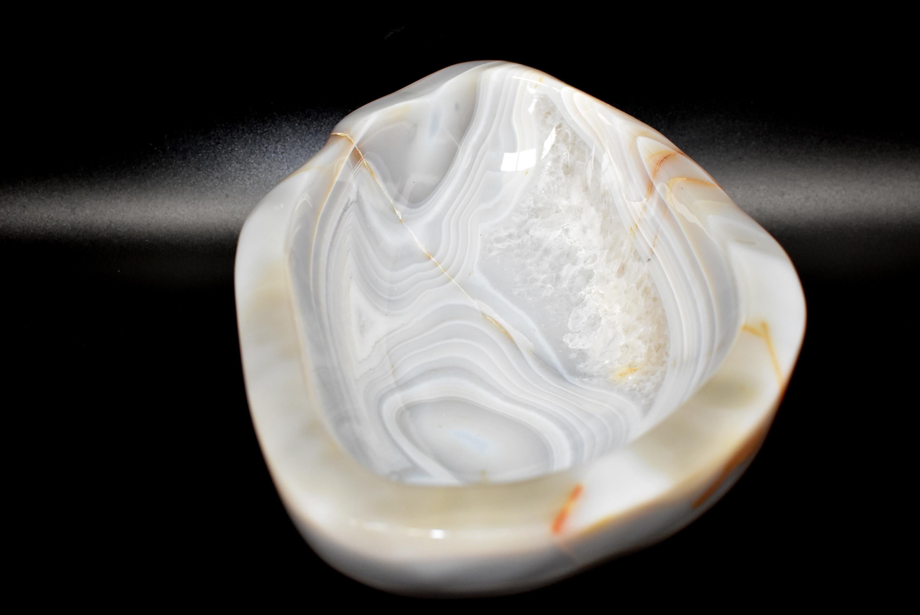 Contemporary Natural Agate Bowl 4.6 Lb Large Hand Made