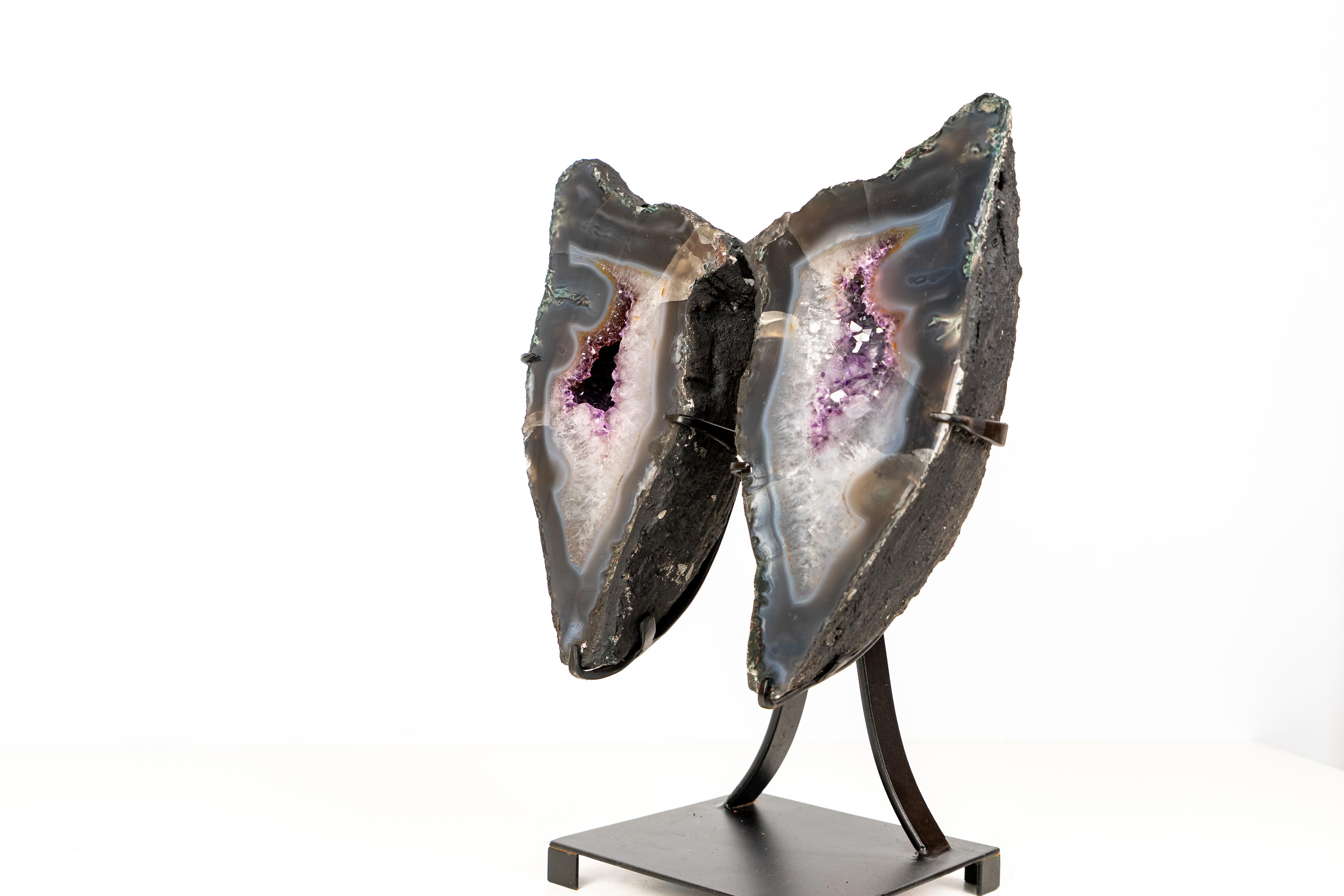 Natural Agate Butterfly Geode Wings In New Condition For Sale In Ametista Do Sul, BR