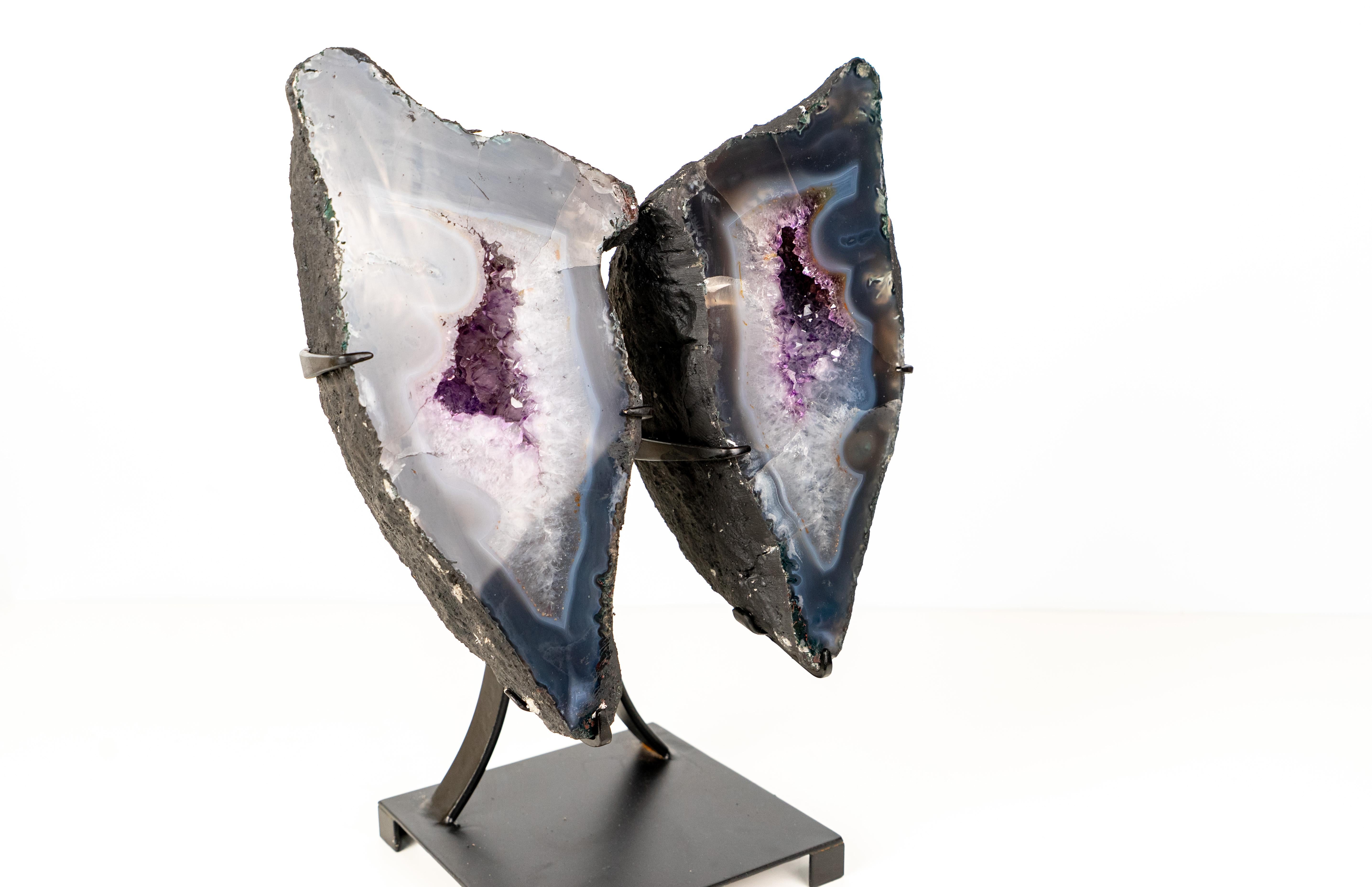 Contemporary Natural Agate Butterfly Geode Wings For Sale