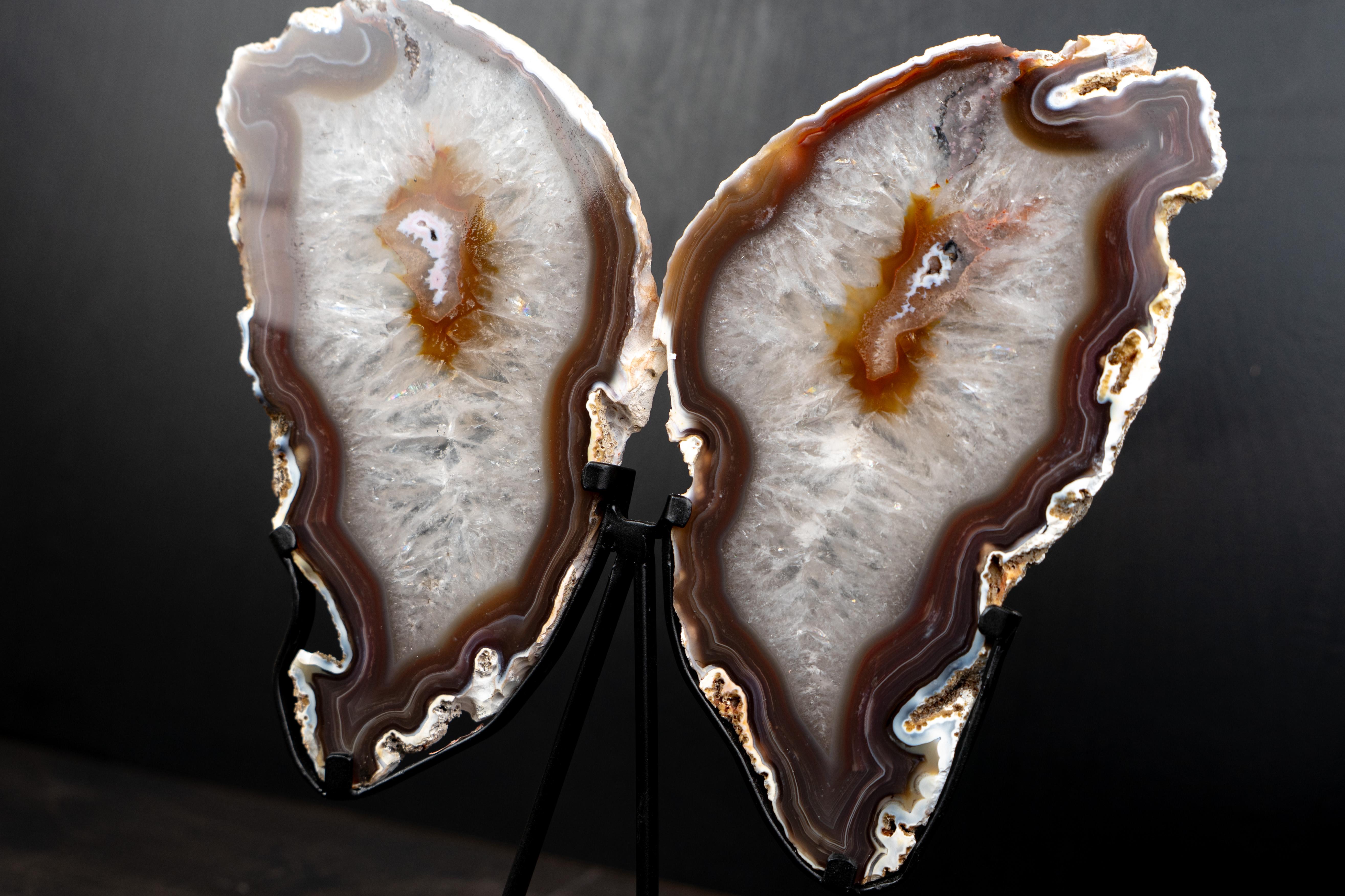 Natural Agate Butterfly Wings Sculpture In New Condition For Sale In Ametista Do Sul, BR