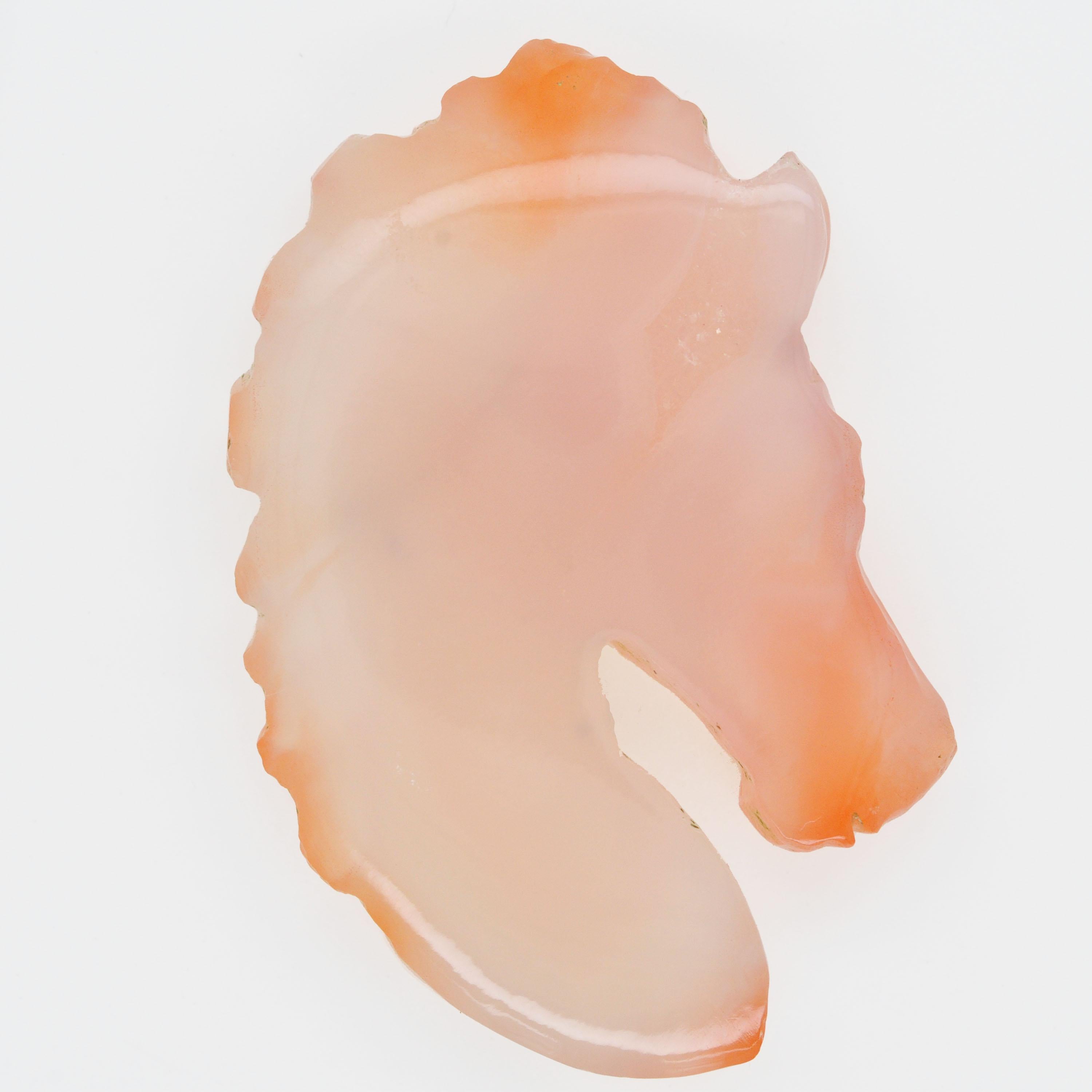 Mixed Cut Natural Agate Chalcedony Horse Face Carving Loose Gemstone for Pendant Brooch For Sale