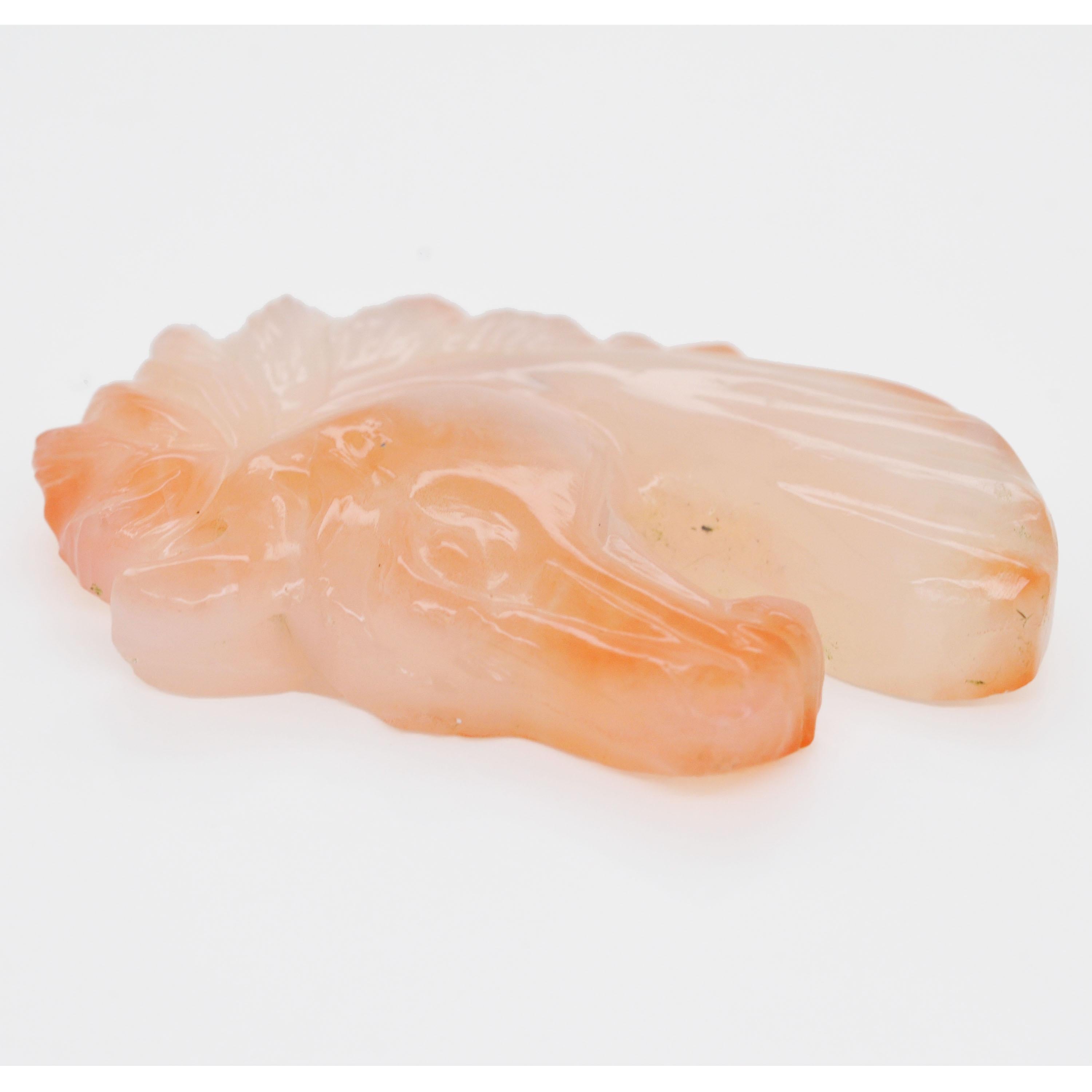 Women's or Men's Natural Agate Chalcedony Horse Face Carving Loose Gemstone for Pendant Brooch For Sale