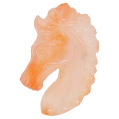Natürliche Achat Chalcedon Pferd Gesicht Carving lose Edelstein für Anhänger Brosche